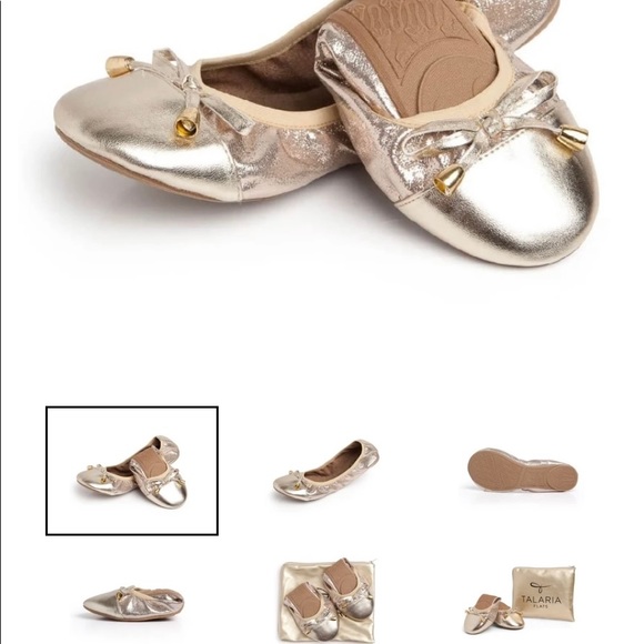 Talaria Gold Foldable Ballet Flats - Picture 6 of 10